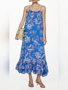 Mango Blue Floral Maxi Dress